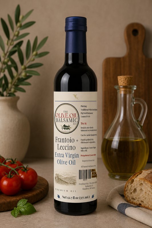 Frantoio + Leccino 
Italian Extra Virgin Olive Oil 375 ml/12.68 oz