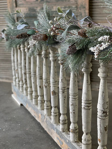 WHOLESALE White Berry & Iced Pine Garland- 6 Foot