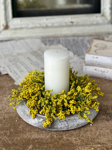 WHOLESALE Yellow Berries Candle Ring 10 Inch