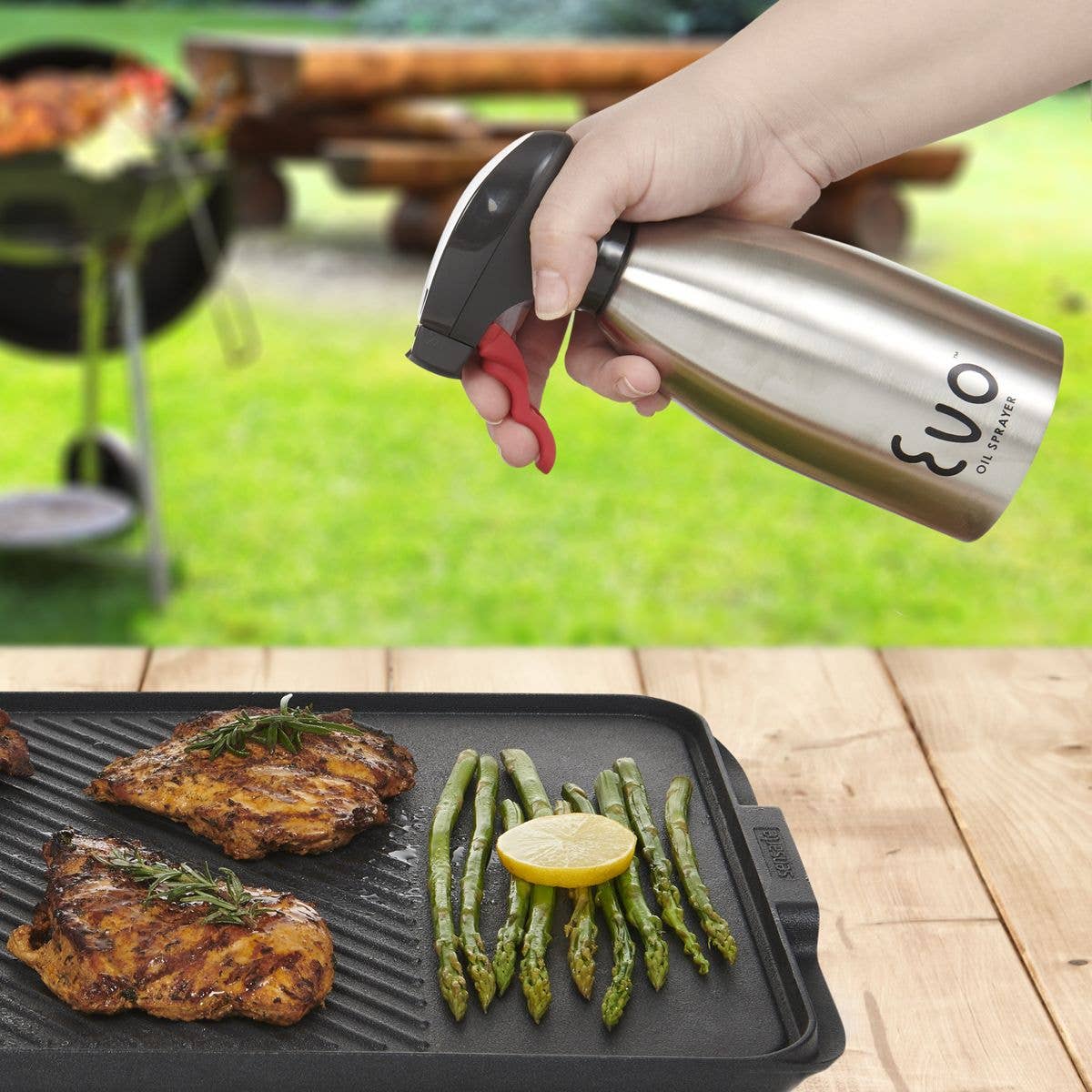 Red Evoo Stainless Steel Sprayer 16oz